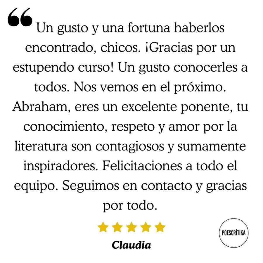 Testimonio de un lector del curso sobre Gabriel García Márquez en Poescrítika