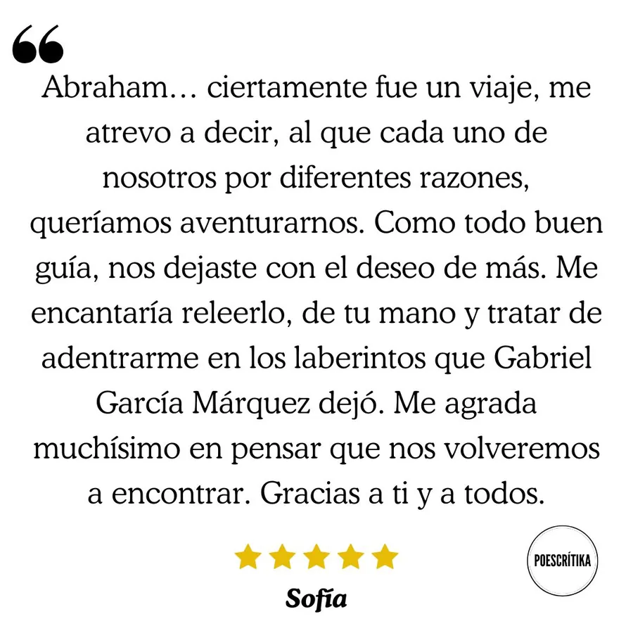 Testimonio de un lector del curso sobre Gabriel García Márquez en Poescrítika